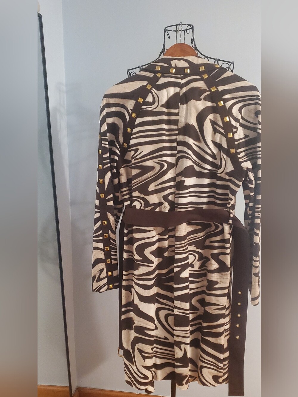 Michael Kors Chocolate Brown Lined Coat with Gold Hardware - Picture 8 of 12